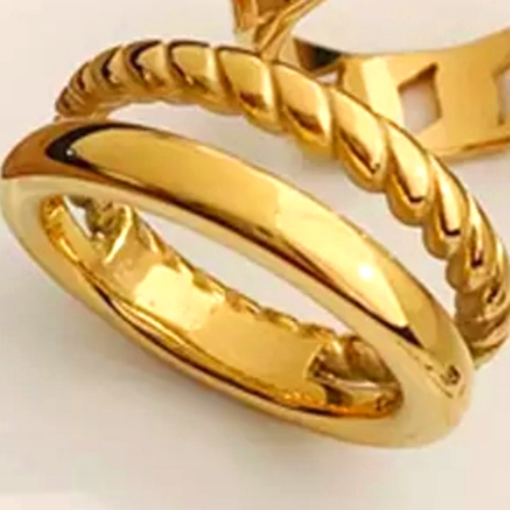 18K Gold Plated Stainless Steel Double Layer Ring